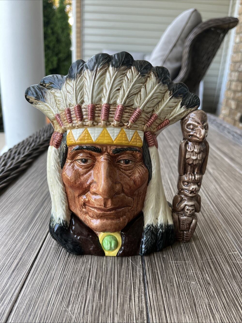 Vtg 1966 Royal Doulton North American Indian Character Toby Mug Jug D6614 4.25"
